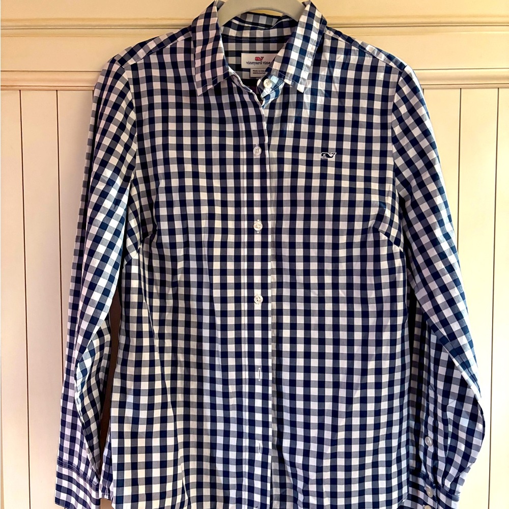 Vineyard Vines Black and White Gingham Button Down Shirt